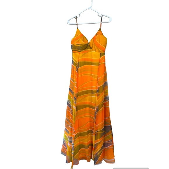 Vintage Jack Bryan 70s rare swirling chiffon dress size s or medium - Picture 1 of 4